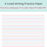 4 Lined Writing Practice Paper | Handwriting Penmanship Intended For Four Lined Paper Printable