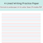 4 Lined Writing Practice Paper | Handwriting Penmanship With Regard To 4 Lined Paper Printable
