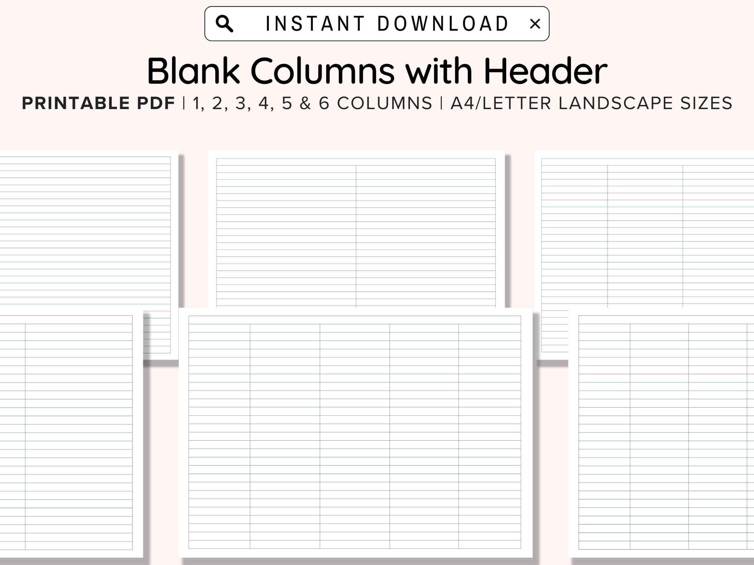 5 Column Paper Pdf - Etsy throughout Lined Paper With 5 Columns Printable