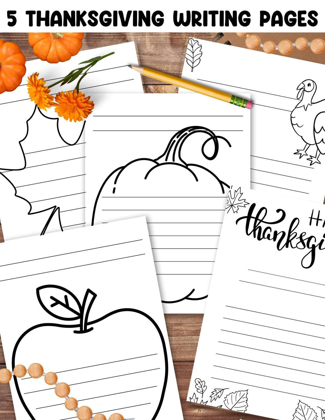 5 Thanksgiving Writing Papers, Lined Paper, Printable Stationery intended for Thanksgiving Lined Paper Printable