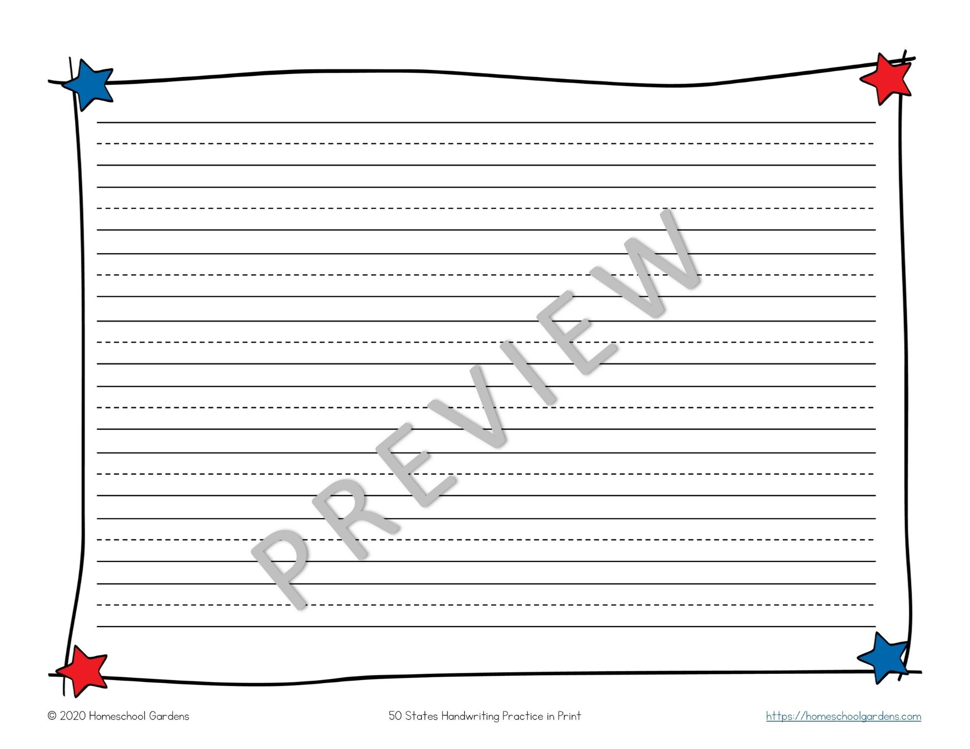 50 States Print Handwriting Practice within Patriotic Lined Writing Paper Printable Free