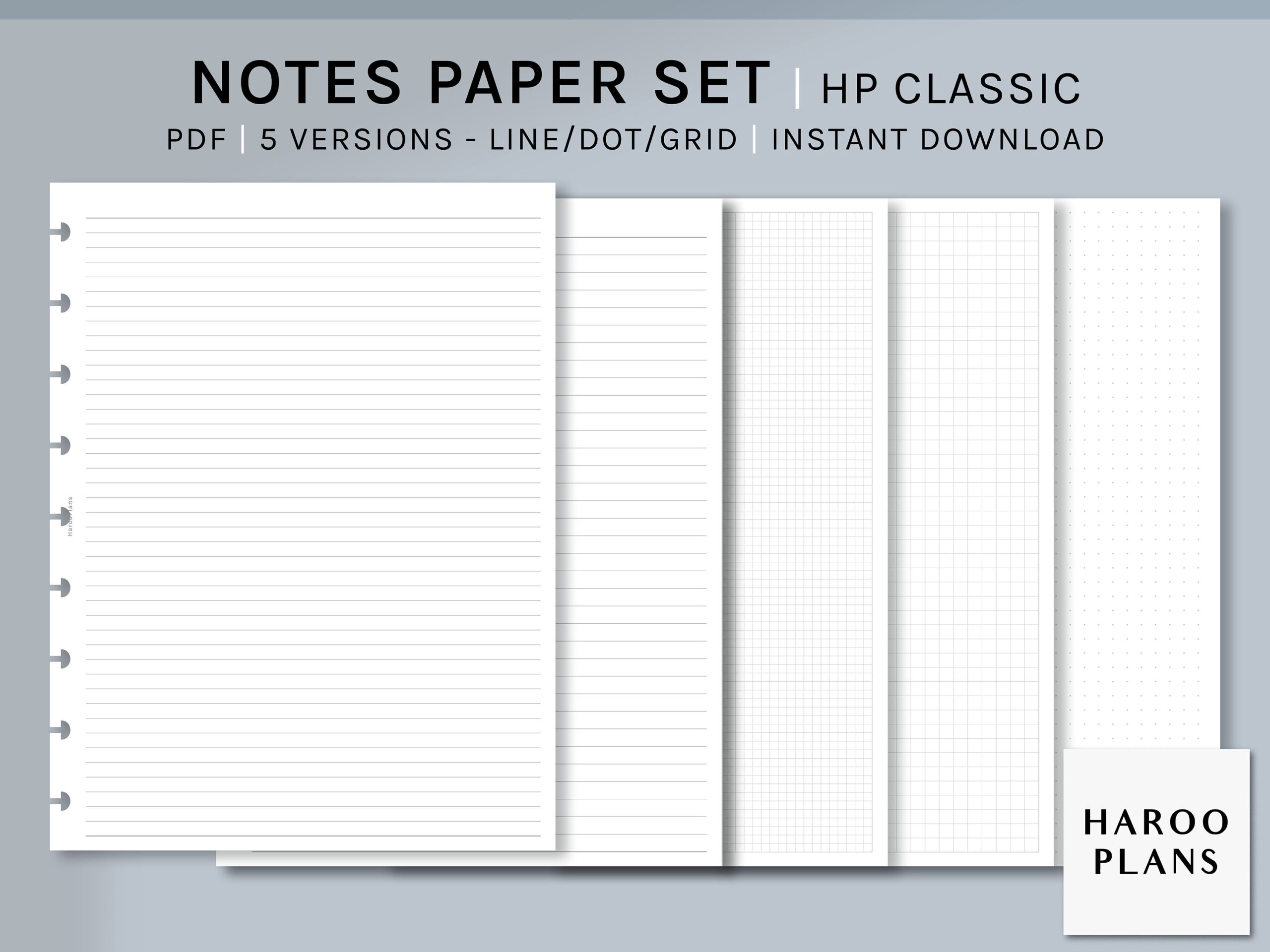 Basic Notes Paper Set | Hp Classic Printable Happy Planner Inserts inside Lined Paper Printable Hp
