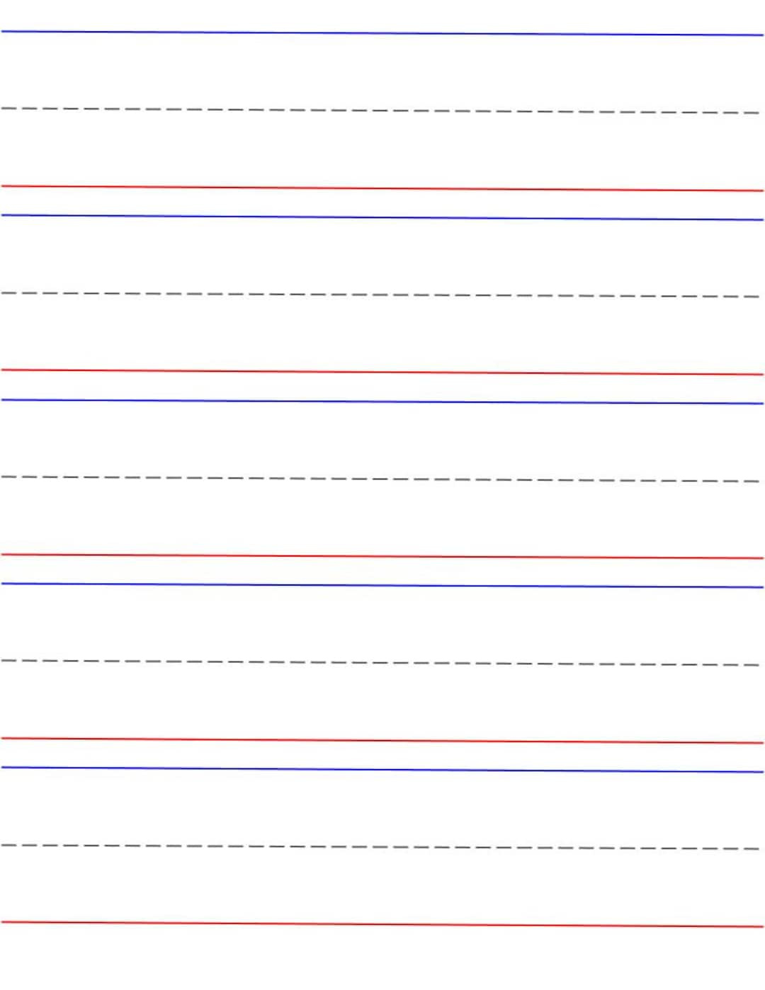 Beginner - 2 Printable Lined Paper Red Bottom, Blue Top, Writing in Red and Blue Lined Paper Printable