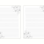 Black And White Floral Lined Paper, Printable Stationery Paper Inside Black And White Lined Paper Printable