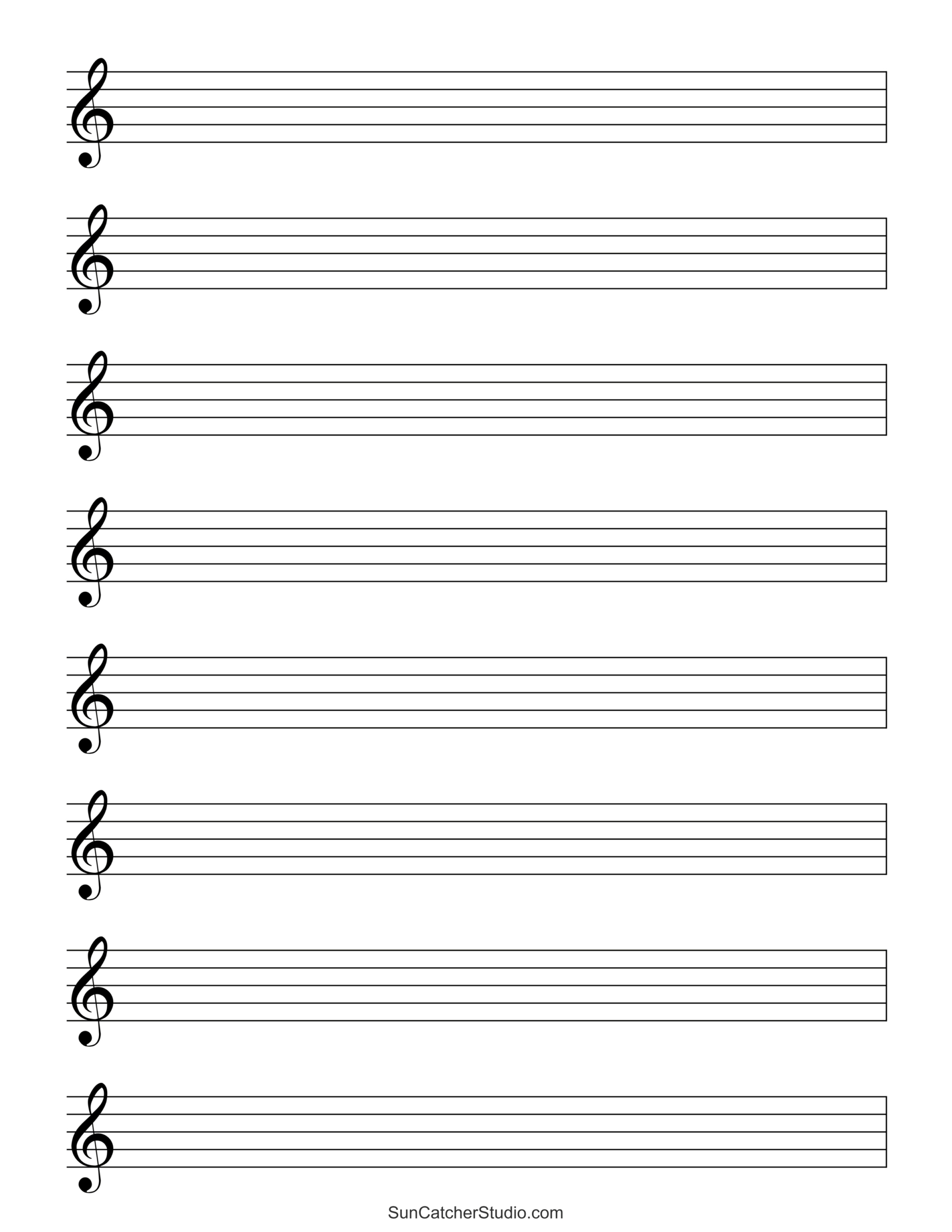Blank Sheet Music (Free Printable Staff Paper) – Free Printables for Printable Staff Paper with Bar Lines