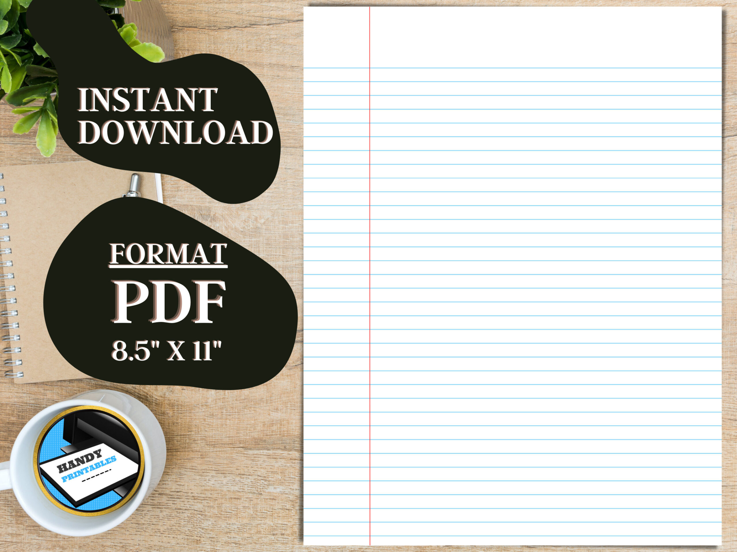 College Ruled Lined Paper - Blue Lined, Red Margin, Printable Note Paper, Lined Sheets, Note Paper, Notebook Paper, Instant Download , Pdf with regard to 8.5 X 11 Lined Paper Printable