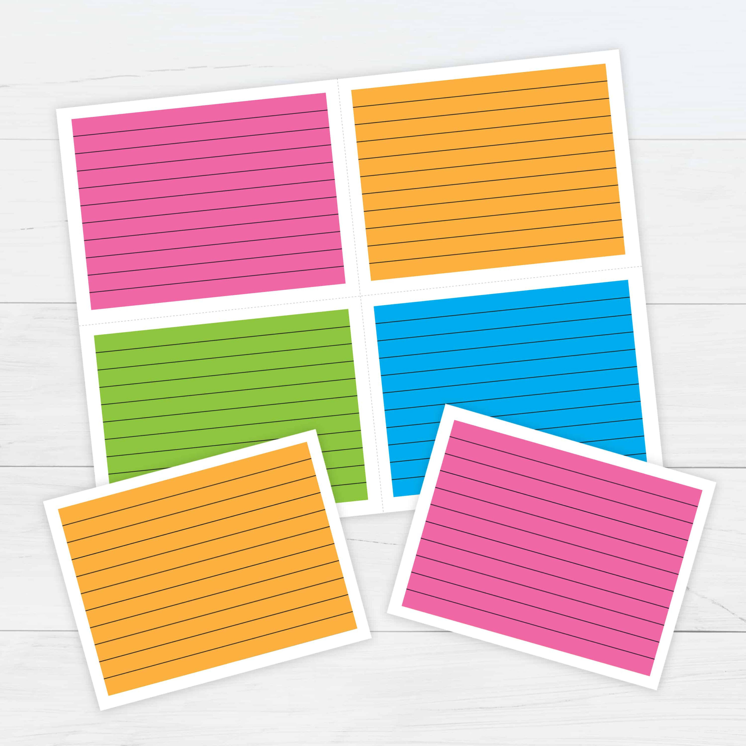 Color Ruled Index Cards Template - Free Printable Download throughout Colored Paper Printable