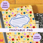 Composition Notebook Cover 9.75 X 7.5   Etsy Pertaining To Free Printable Composition Lined 9.75x7.5 Paper Template