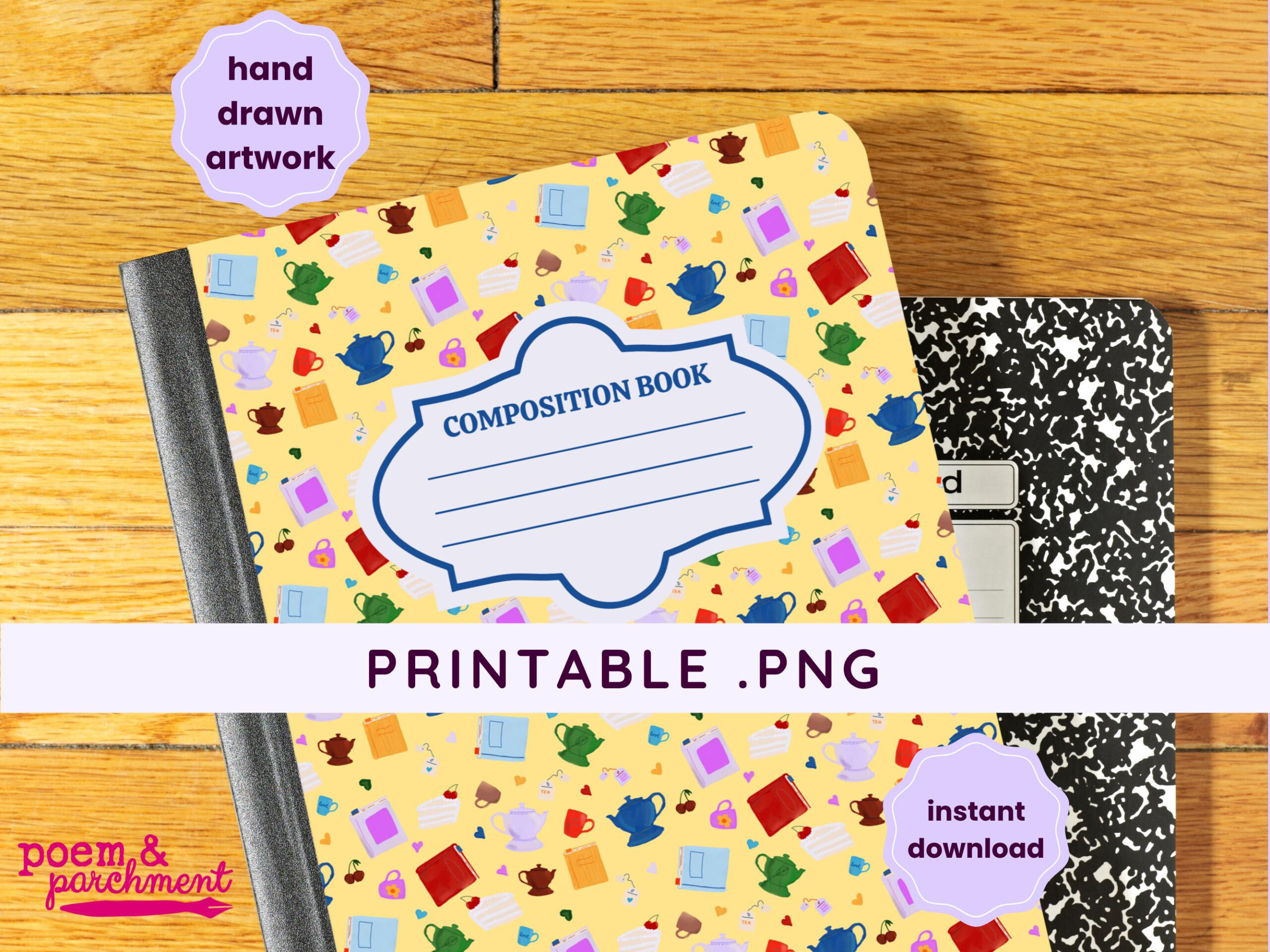 Composition Notebook Cover 9.75 X 7.5 - Etsy pertaining to Free Printable Composition Lined 9.75x7.5 Paper Template