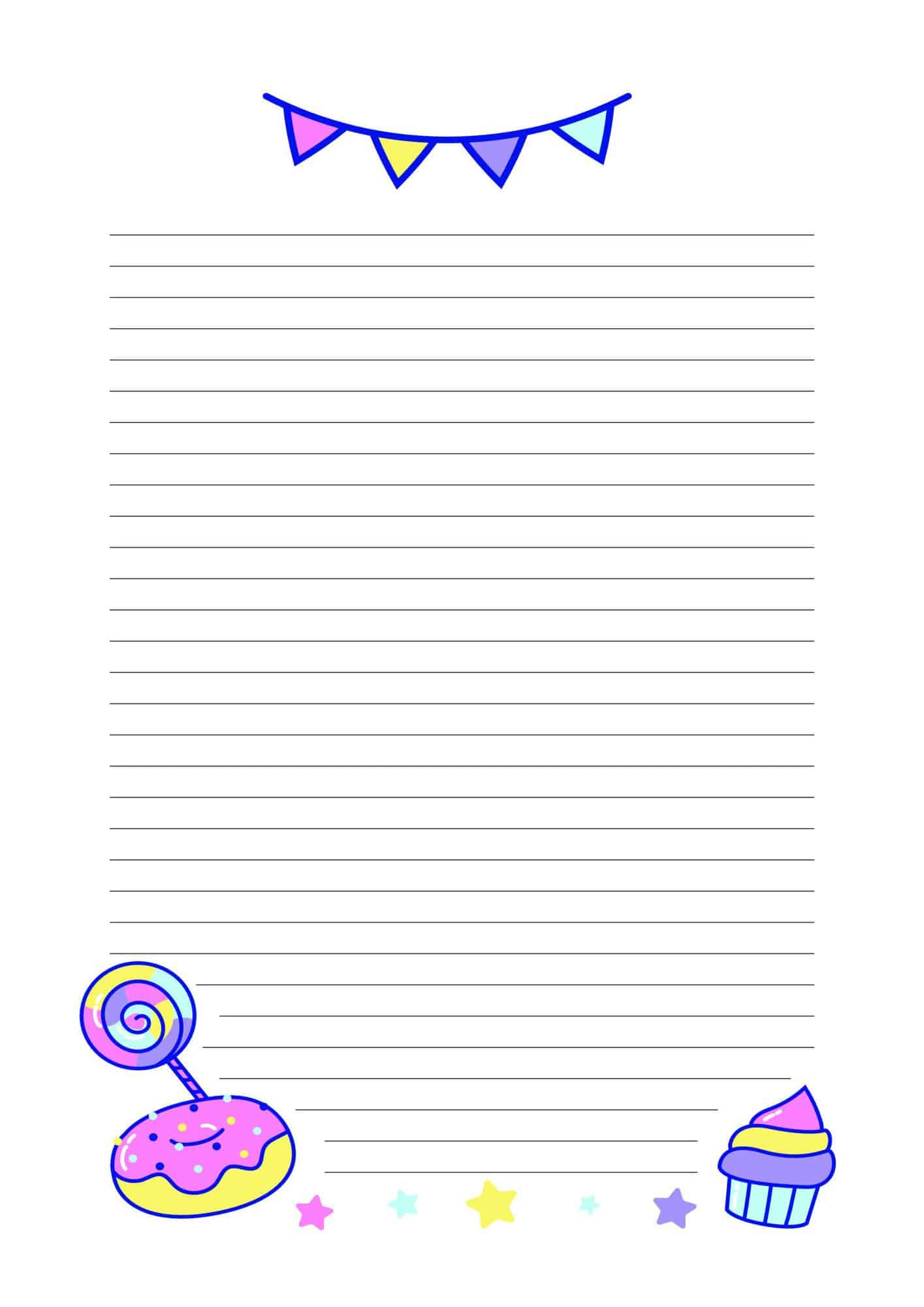 Cute Lined Paper Printable (13 Free Designs) | The Pink Craft Box pertaining to Blank Colorful Paper Printable
