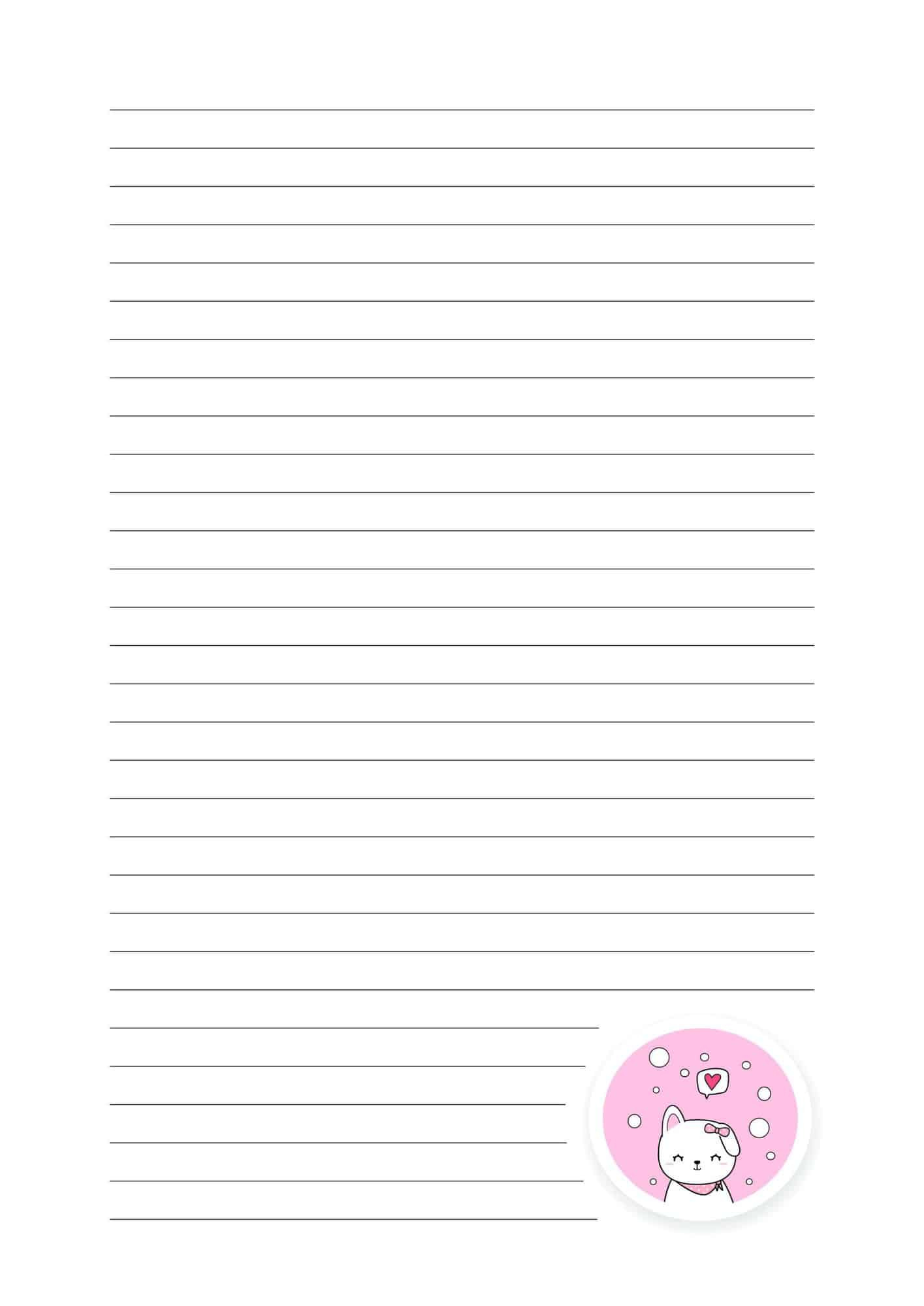 Cute Lined Paper Printable (13 Free Designs) | The Pink Craft Box within Pink Lined Paper Printable