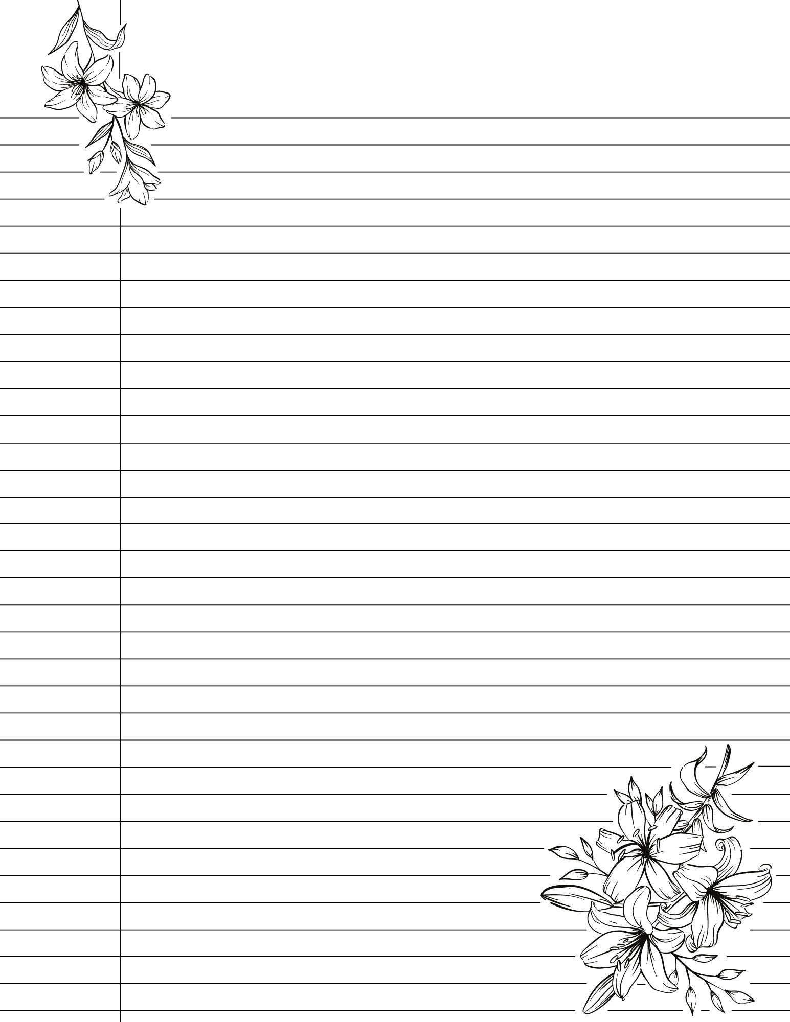 Cute Printable College Ruled Lined Notebook Paper With Margins in Printable Cute Lined Paper