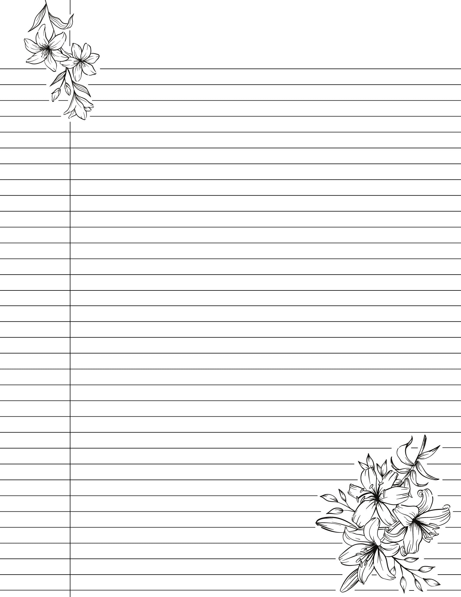 Cute Printable College Ruled Lined Notebook Paper With Margins throughout Printable Pretty Lined Paper
