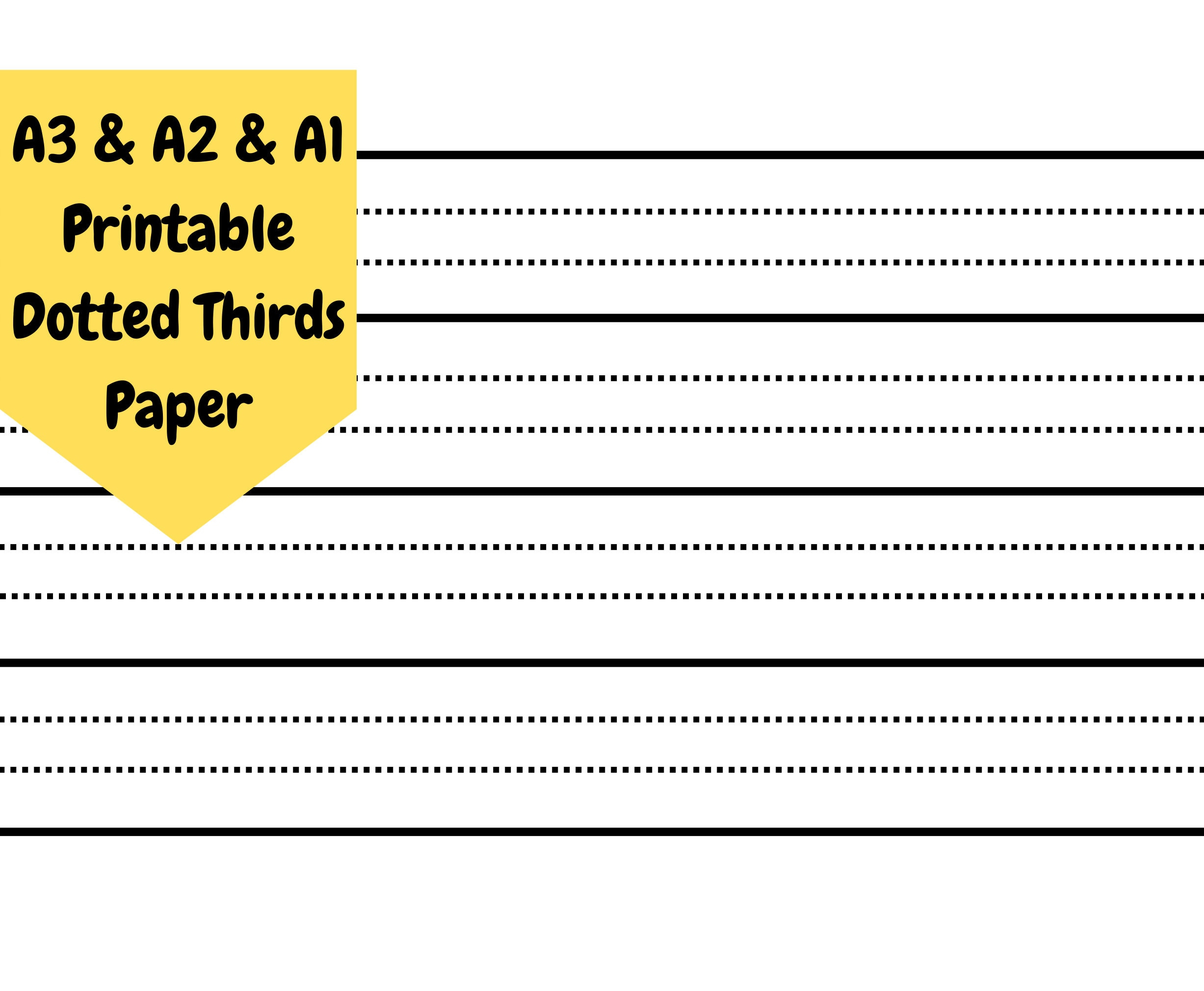 Dotted Thirds Paper - Etsy within Lined Thirds Writing Paper Printable