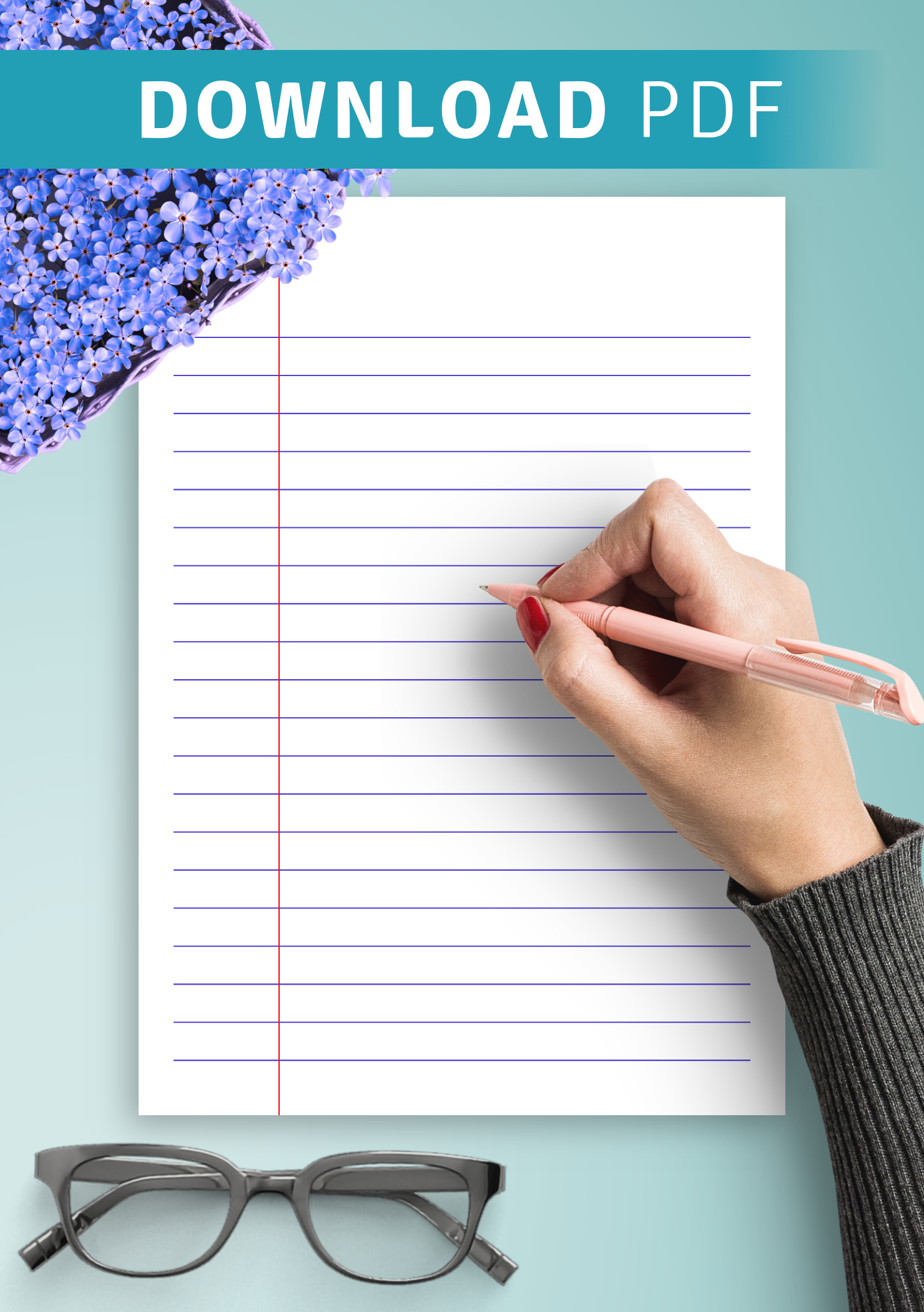Download Printable Lined Paper Template - Wide Ruled 8.7Mm Blue Pdf pertaining to Printable Lined Paper Wide Ruled