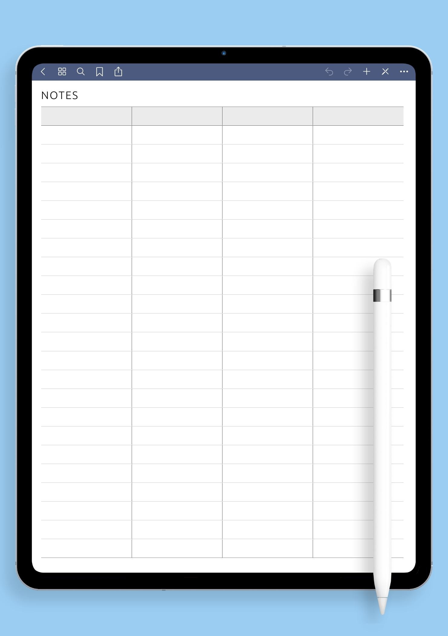 Download Printable Table 4-Column Pdf throughout Lined Paper with 4 Columns Printable