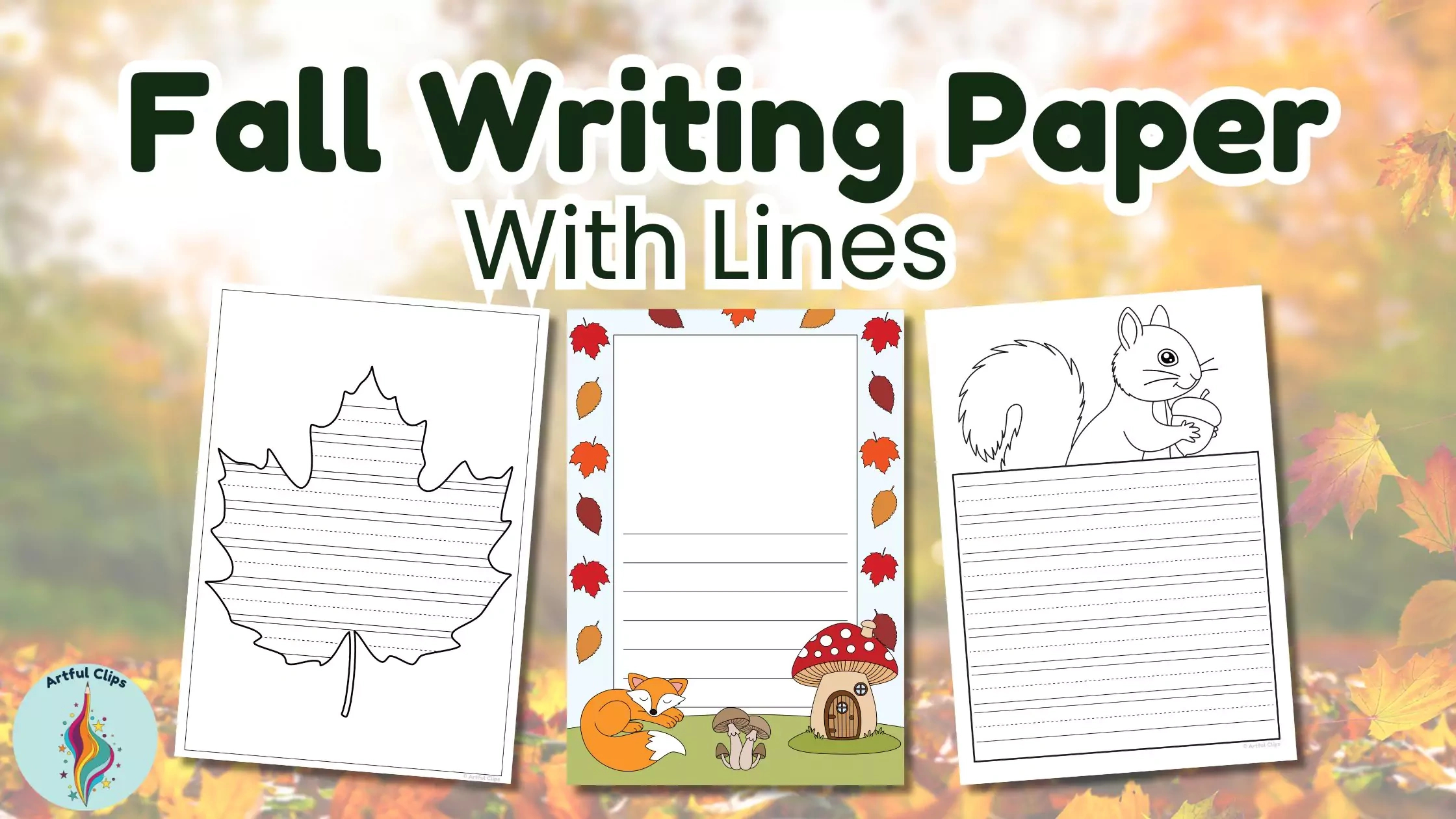 Fall Writing Paper With Lines, Autumn Stationery Templates inside Fall Lined Paper Printable