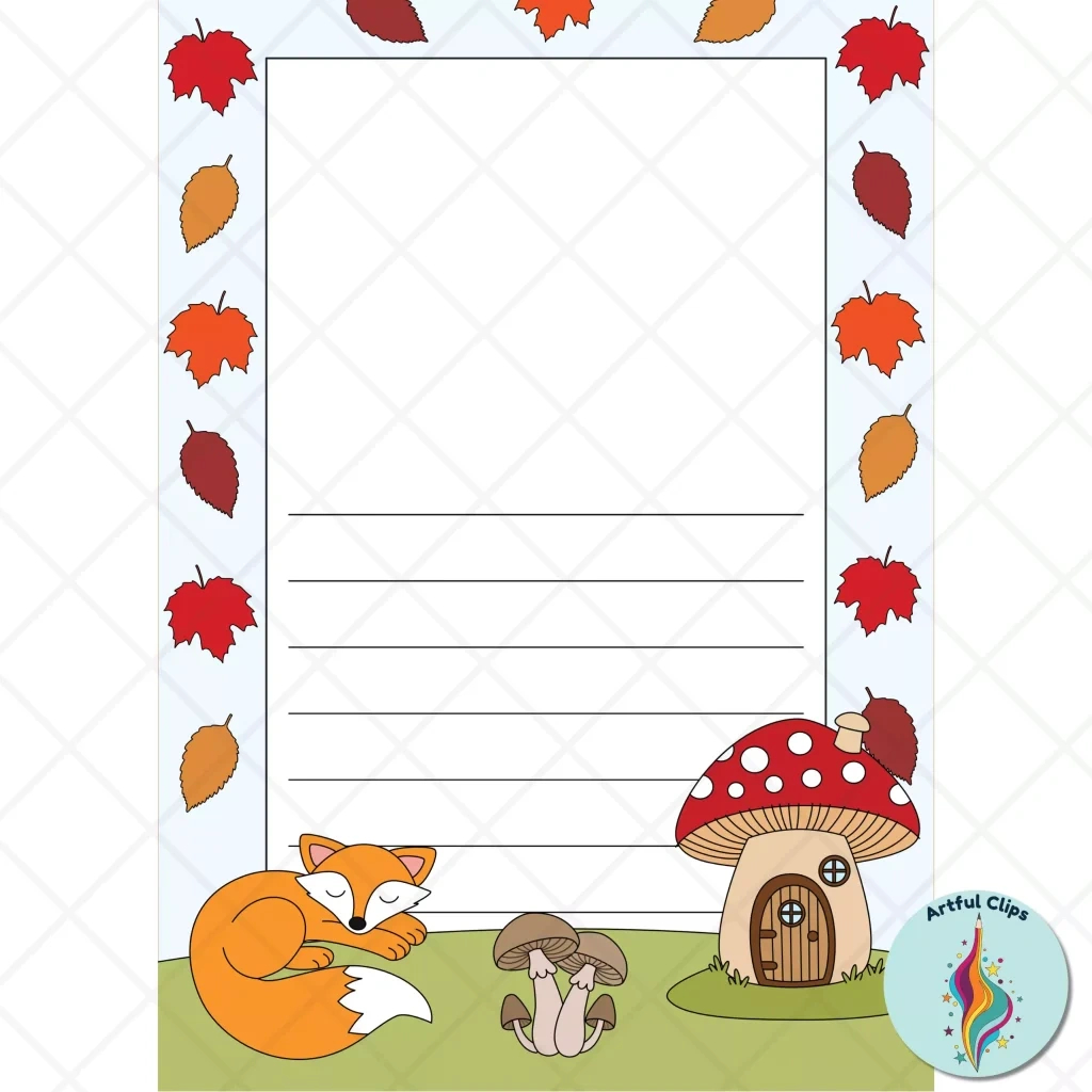 Fall Writing Paper With Lines, Autumn Stationery Templates throughout Fall Lined Paper Printable
