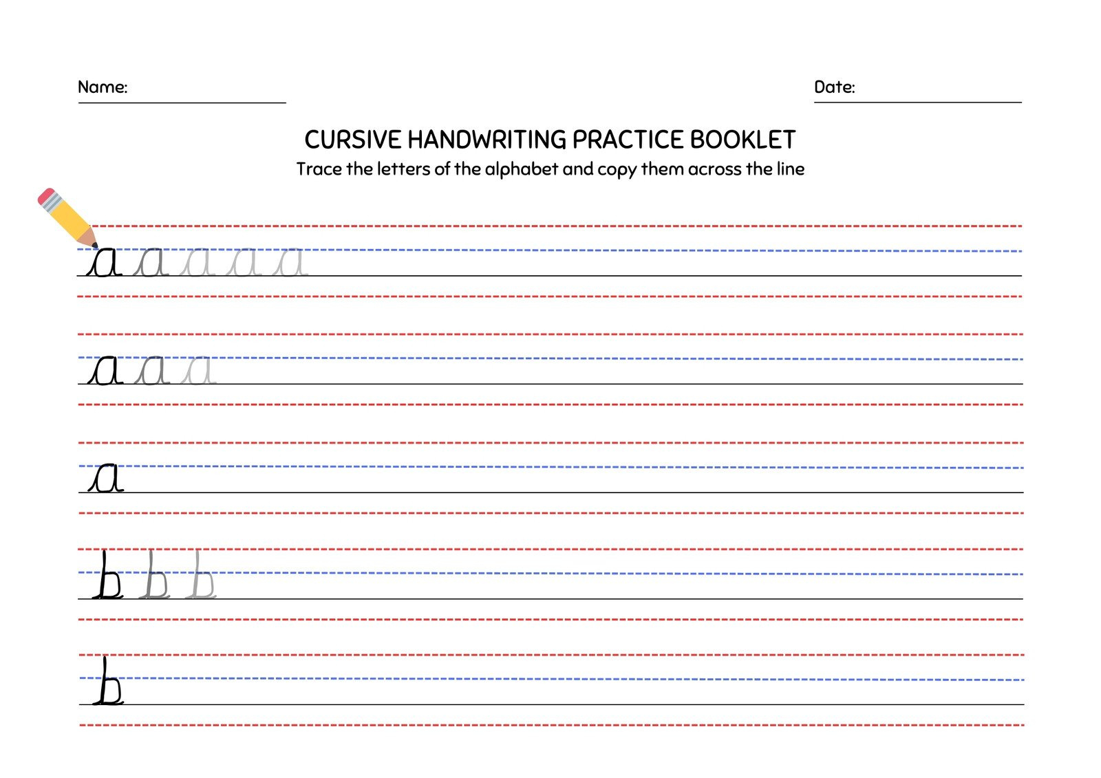 Free Custom Printable Handwriting Worksheet Templates | Canva in Printable Cursive Lined Paper