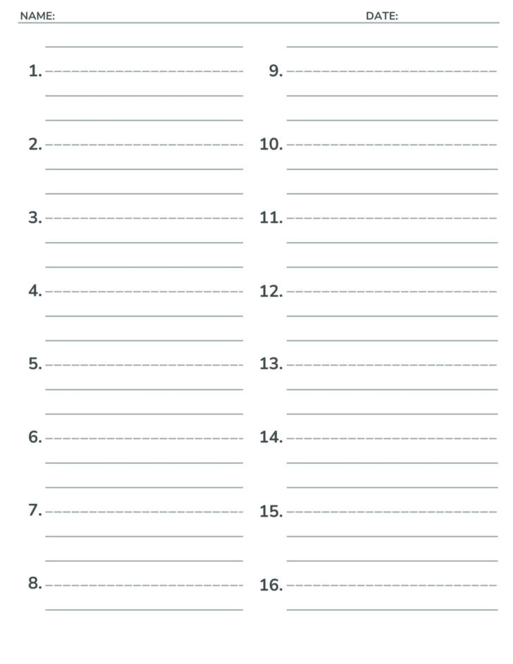 Free Printable Numbered Lined Paper
