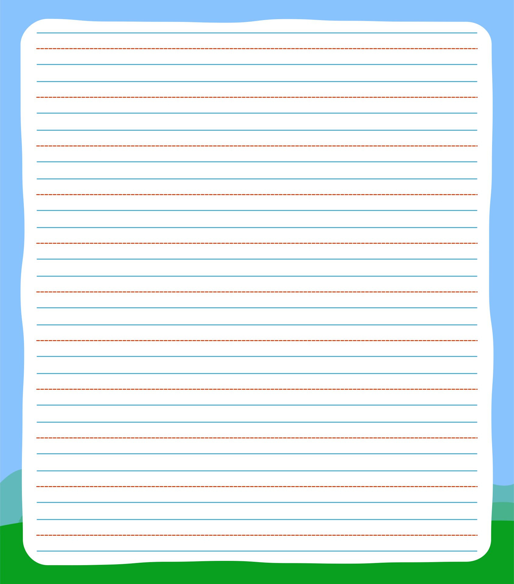 Free Primary Handwriting Paper Primary Writing Paper - Landscape throughout Primary Lined Paper Landscape Printable