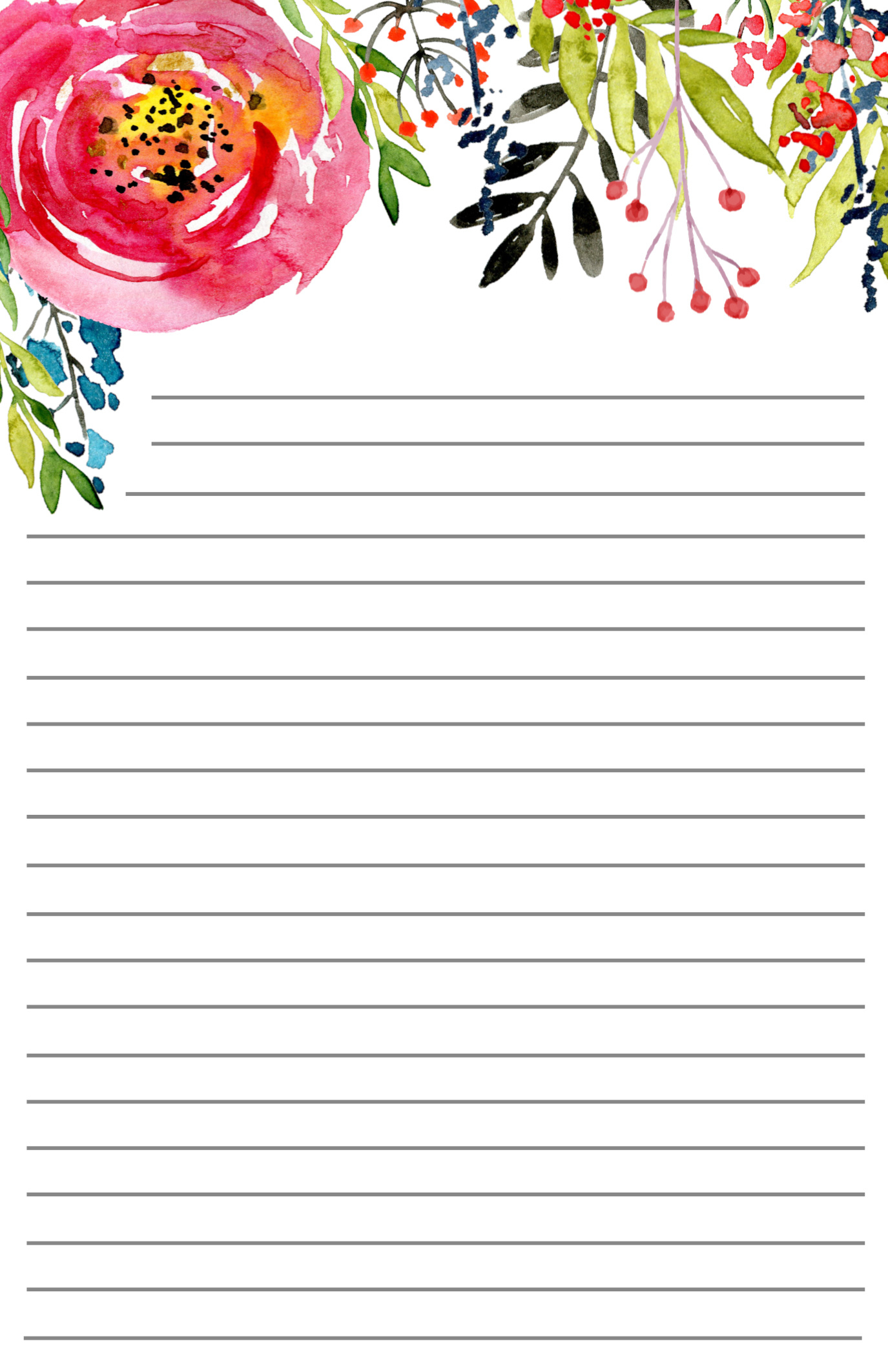 Free Printable Floral Stationery - Paper Trail Design regarding Printable Stationery Lined Paper