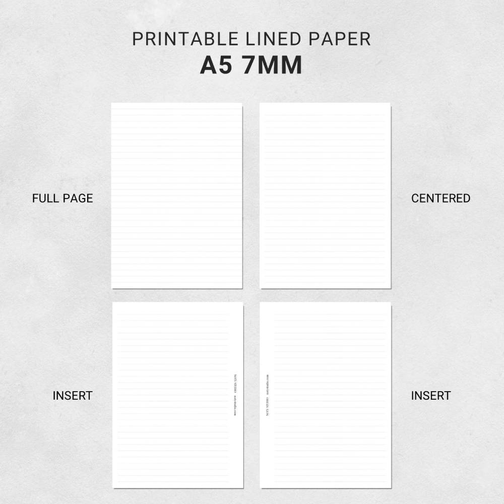 Free Printable Graph, Lined Paper - A4, A5, Letter, Half - Noty Studio with Printable A5 Lined Paper