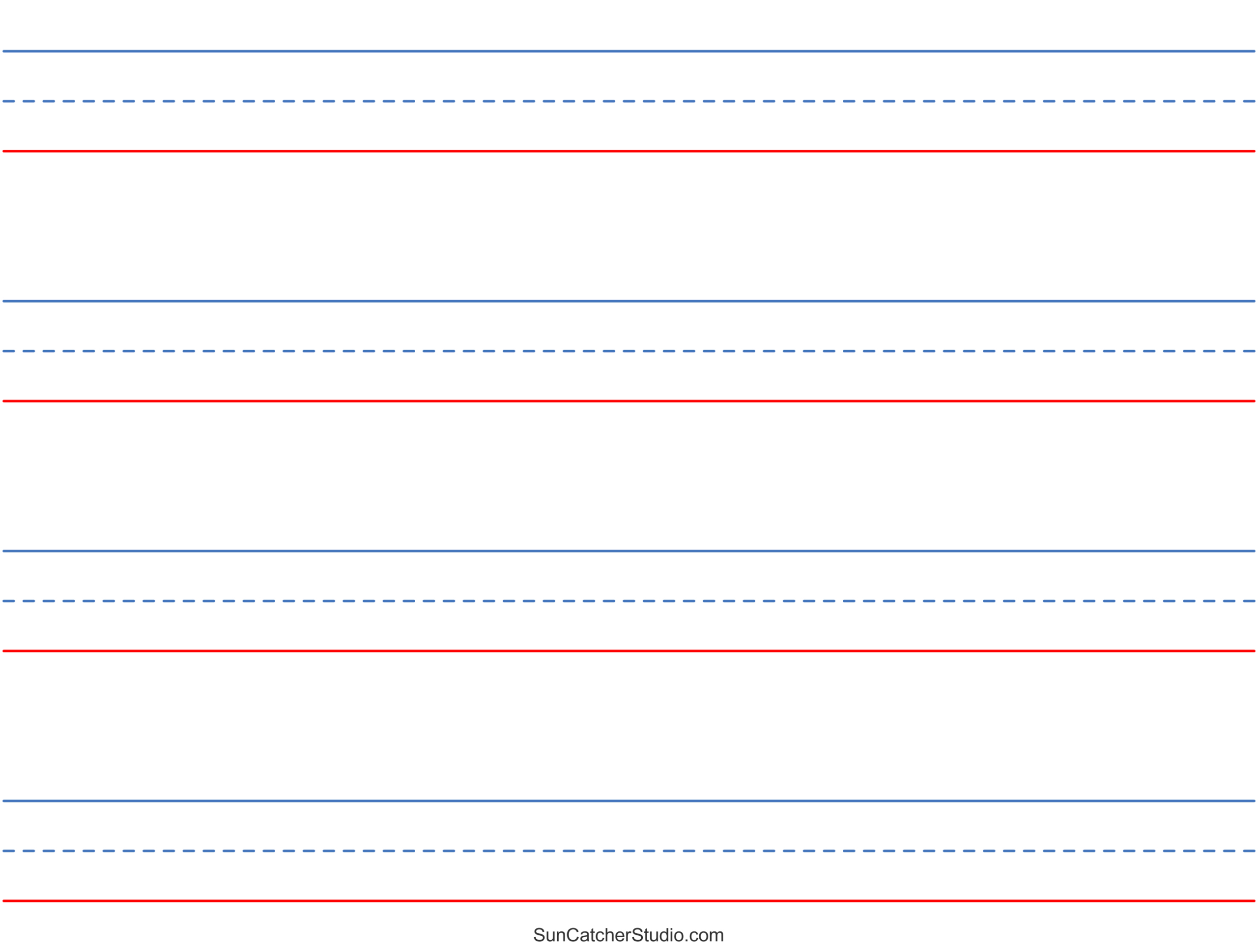 Free Printable Lined Paper (Handwriting, Notebook Templates for Four Line Writing Paper Printable