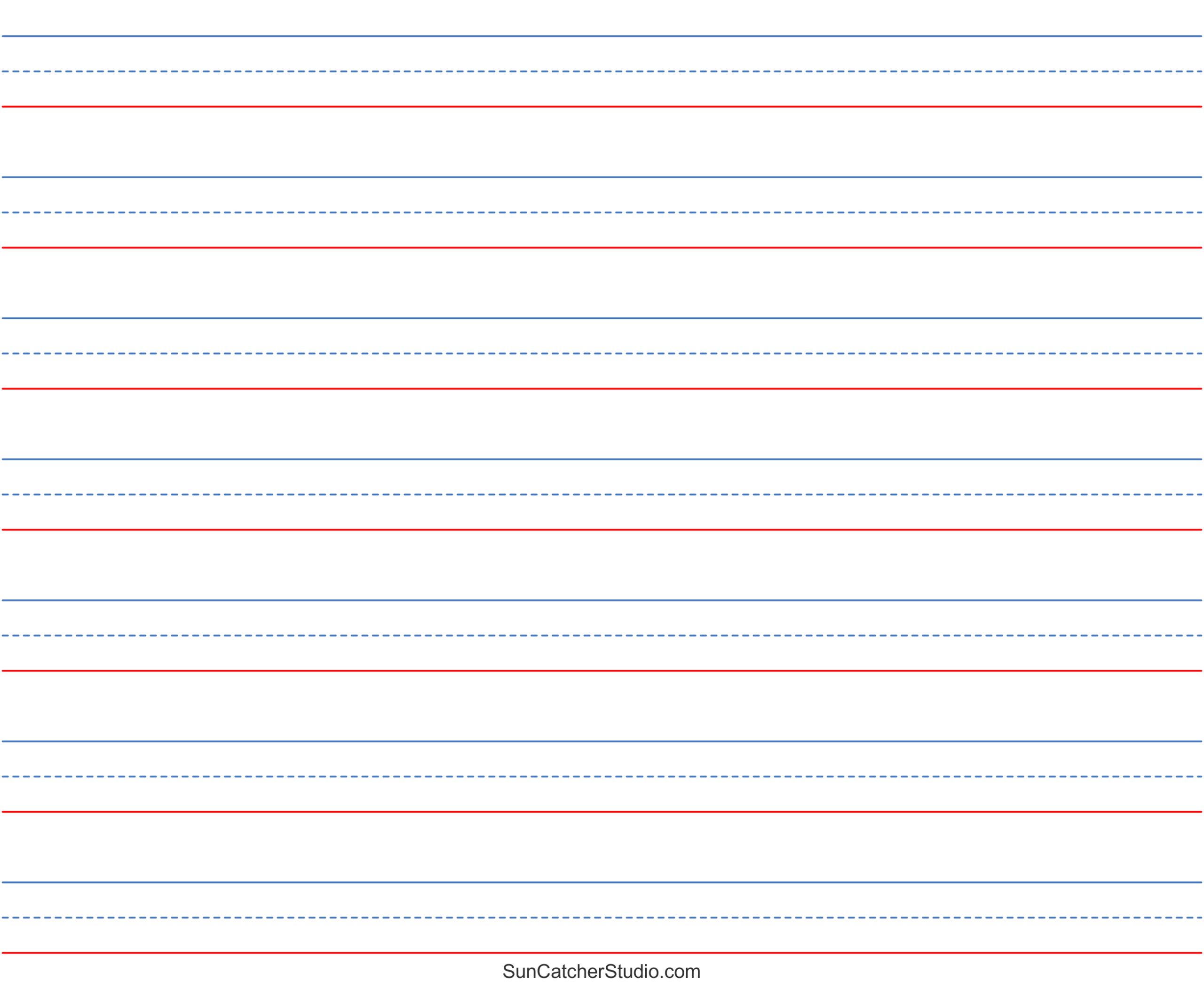Free Printable Lined Paper (Handwriting, Notebook Templates with regard to Three-Lined Paper Printable