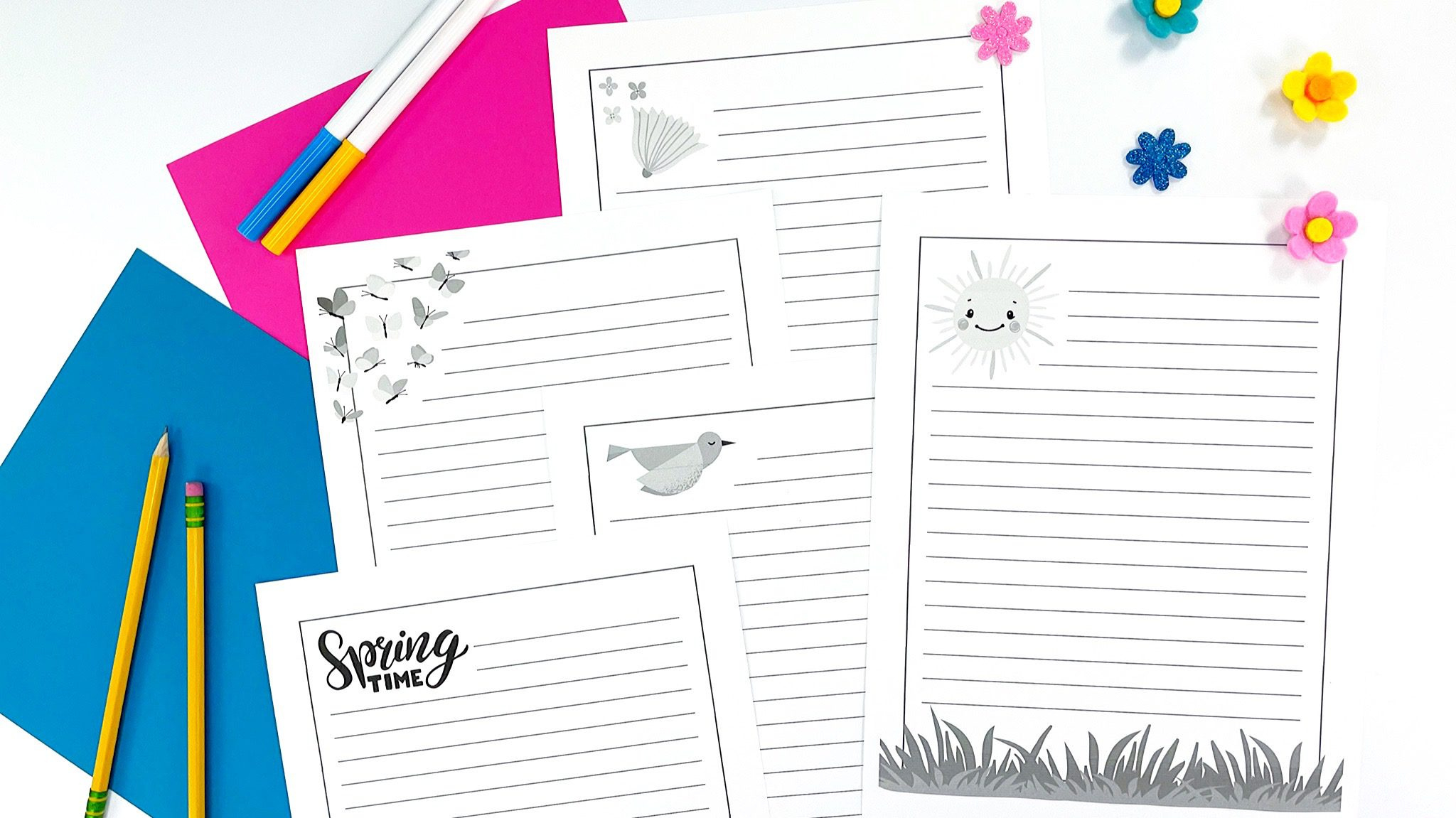 Free Printable Spring Writing Paper Plus 10 Spring Writing Prompts within Printable Spring Lined Paper