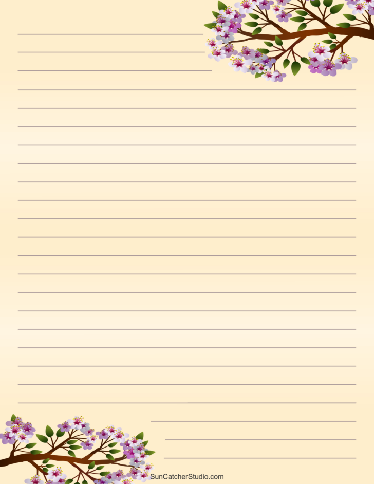 Printable Floral Lined Paper