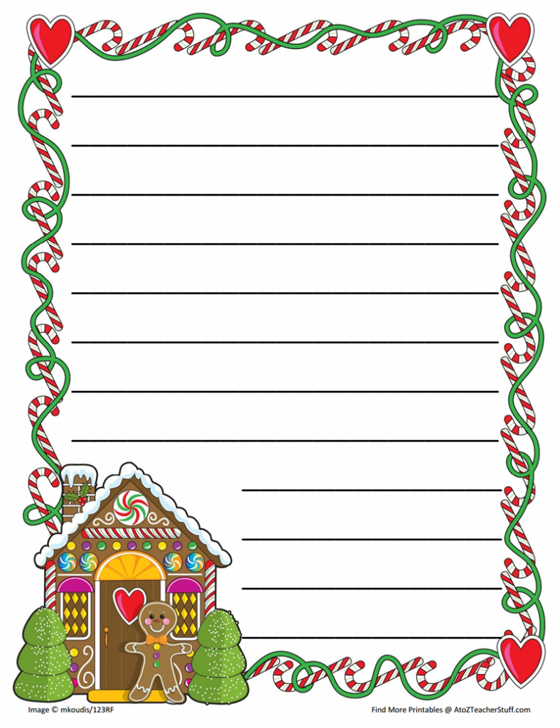 Gingerbread Printable Border Paper With And Without Lines | A To Z intended for Printable Paper With Lines And Borders