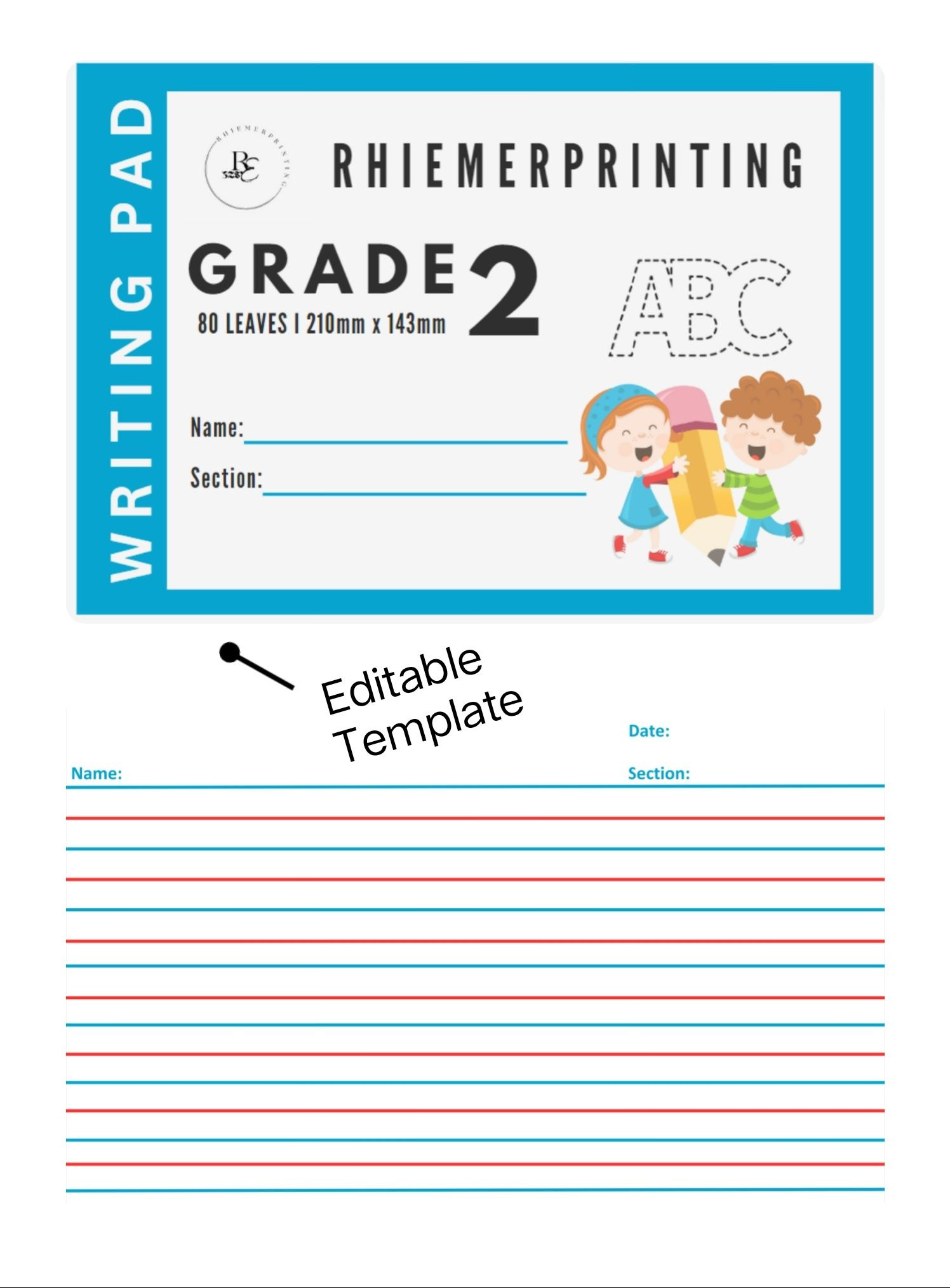Grade 2 Writing Pad-Editable Templaterhina_Espeneli - Raket.ph within Grade 2 Lined Paper Template