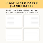 Half Lined Landscape Paper Printable, Half Blank Half Lined Paper With Regard To Half Lined Paper Printable