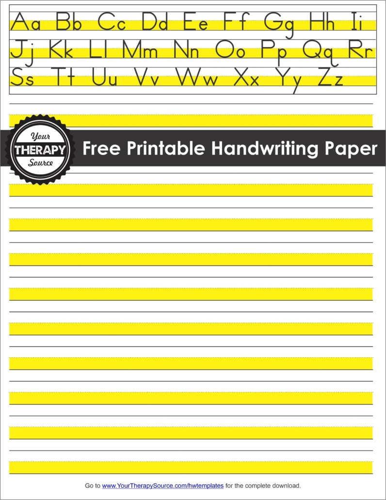 Handwriting Paper Printable - Free - Your Therapy Source pertaining to Handwriting Without Tears Double Lined Paper Free Printable