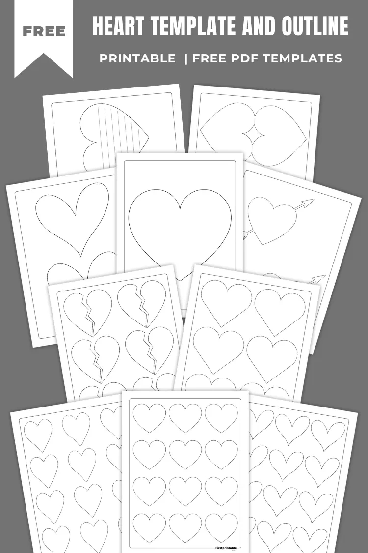 Heart Templates &amp;amp; Outlines | 55+ Free Printable Pdfs in Black and White Heart Lined Paper Printable