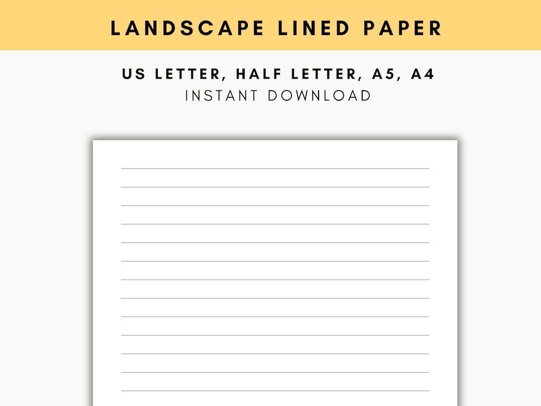 Landscape Lined Paper, Horizontal Lined Paper Printable, Landscape inside Ruled Paper Landscape Printable