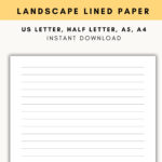 Landscape Lined Paper, Horizontal Lined Paper Printable, Landscape Intended For Printable Landscape Lined Paper