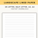 Landscape Lined Paper, Horizontal Lined Paper Printable, Landscape Pertaining To Printable Horizontal Lined Paper