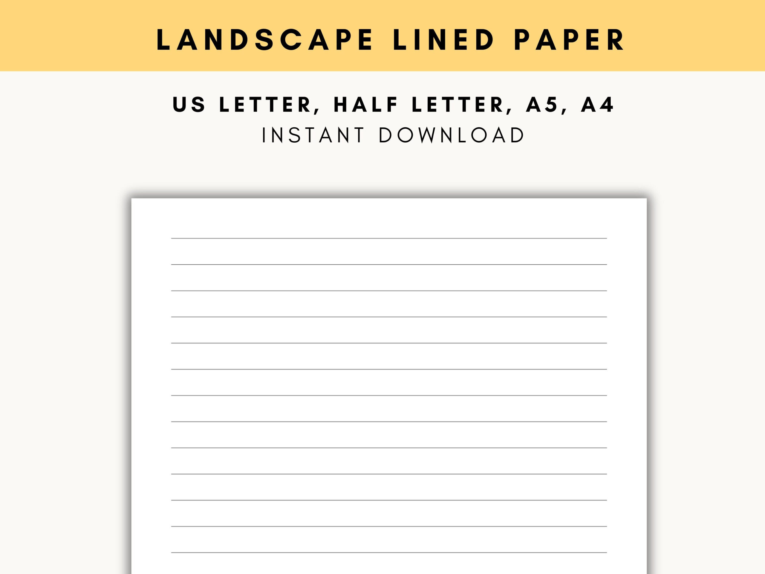 Landscape Lined Paper, Horizontal Lined Paper Printable, Landscape regarding Blank Landscape Lined Paper Printable