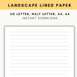 Landscape Lined Paper, Horizontal Lined Paper Printable, Landscape With Regard To Free Landscape Lined Paper Printable