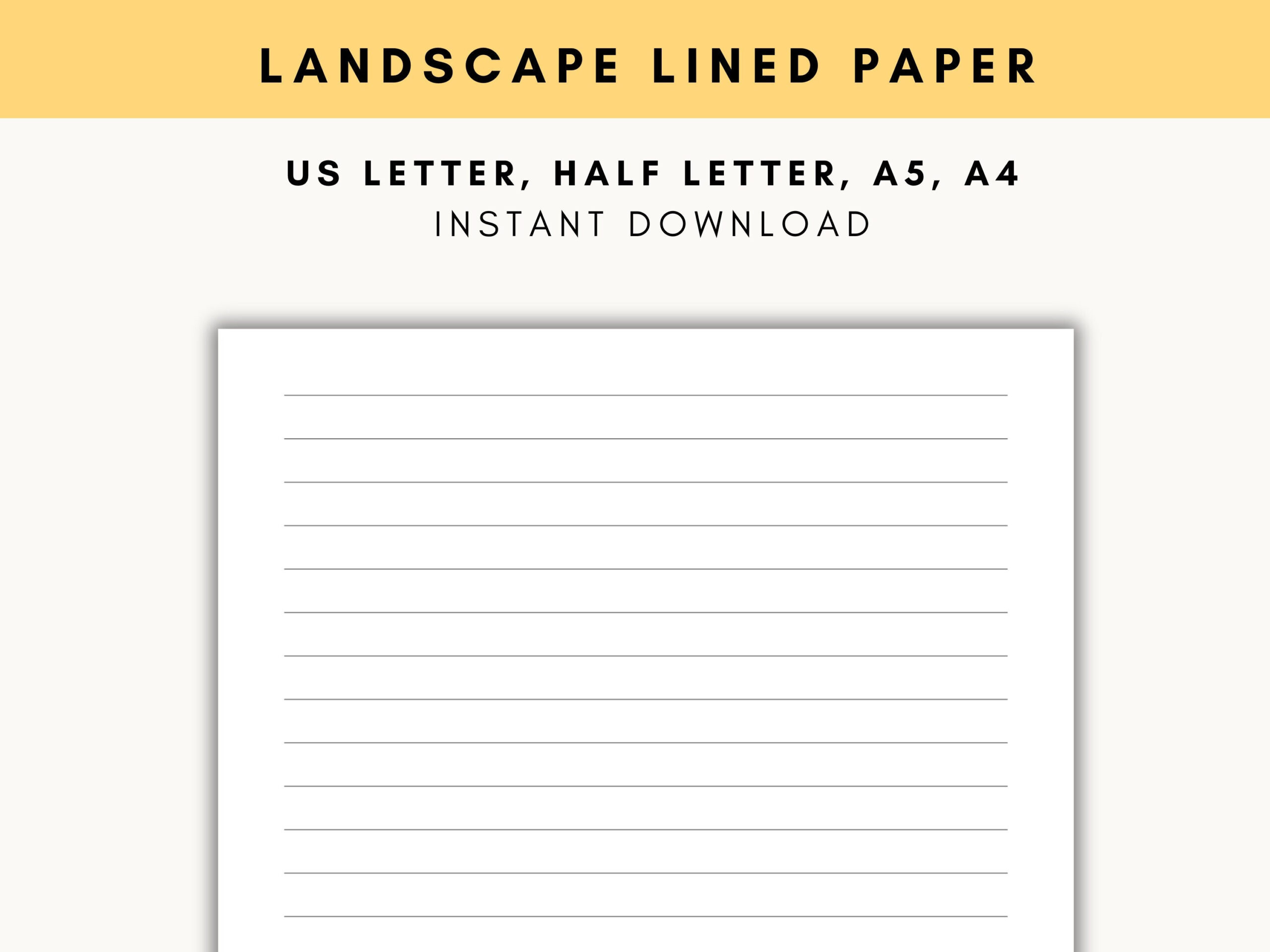 Landscape Lined Paper, Horizontal Lined Paper Printable, Landscape within Free Printable Lined Paper Landscape
