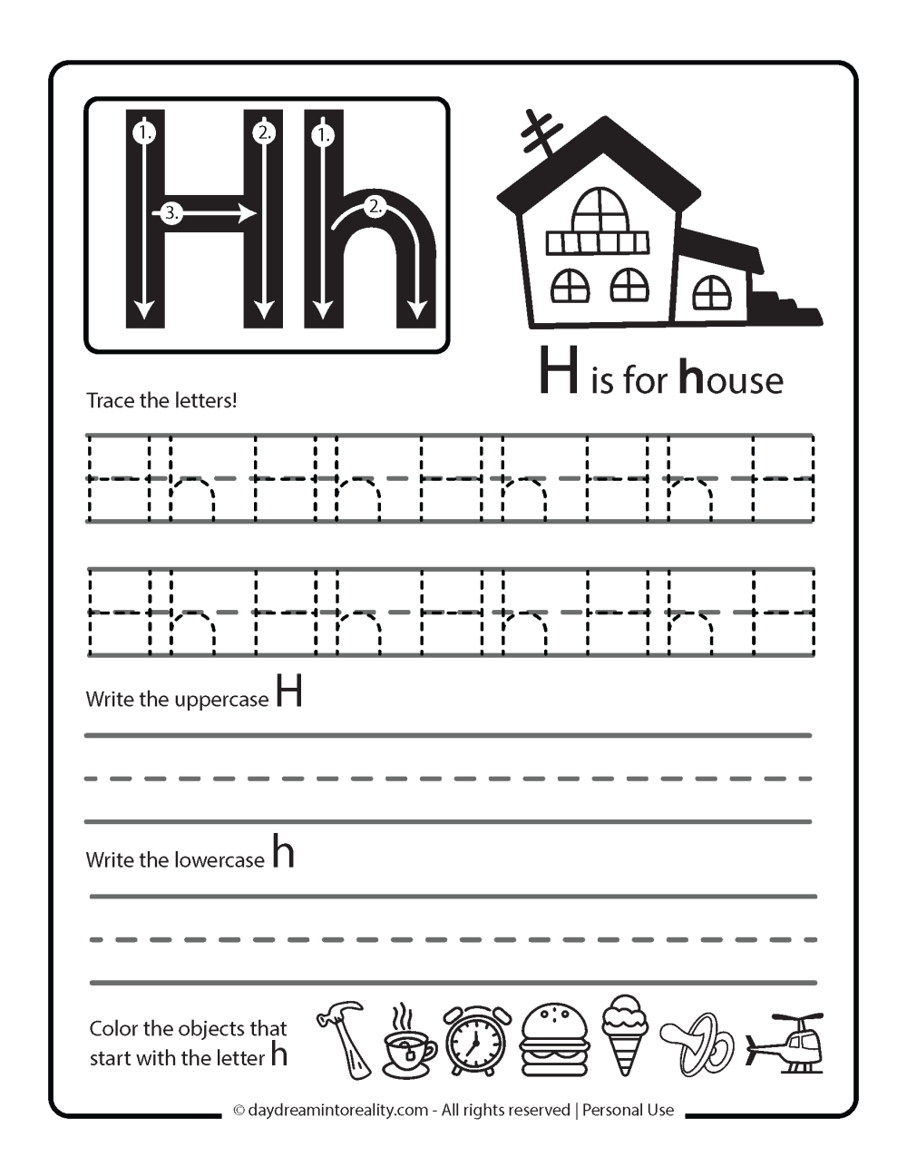 Letter H Worksheets - 55+ Free Pdf Printables ~ Daydream Into Reality with Handwriting House Printable Free
