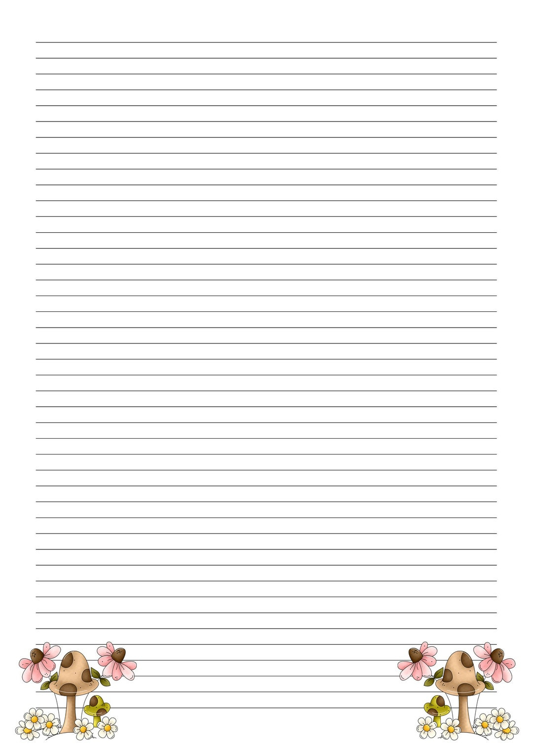 Lined A4/Legal Cute Mushroom Themed Writing Paper, Printable with regard to Free Printable Mushroom Writing Paper