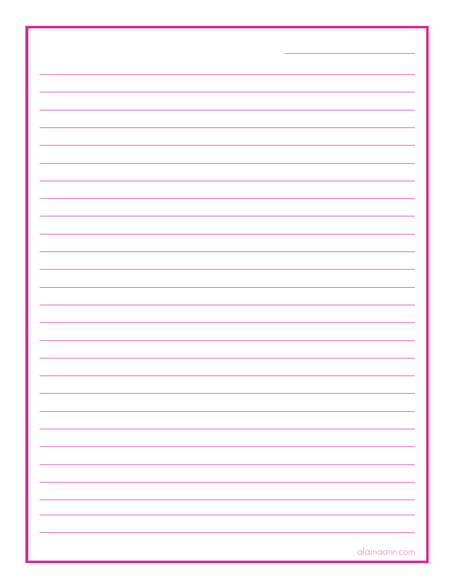 Lined Page Printable — Alaina Ann within Pink Lined Paper Printable