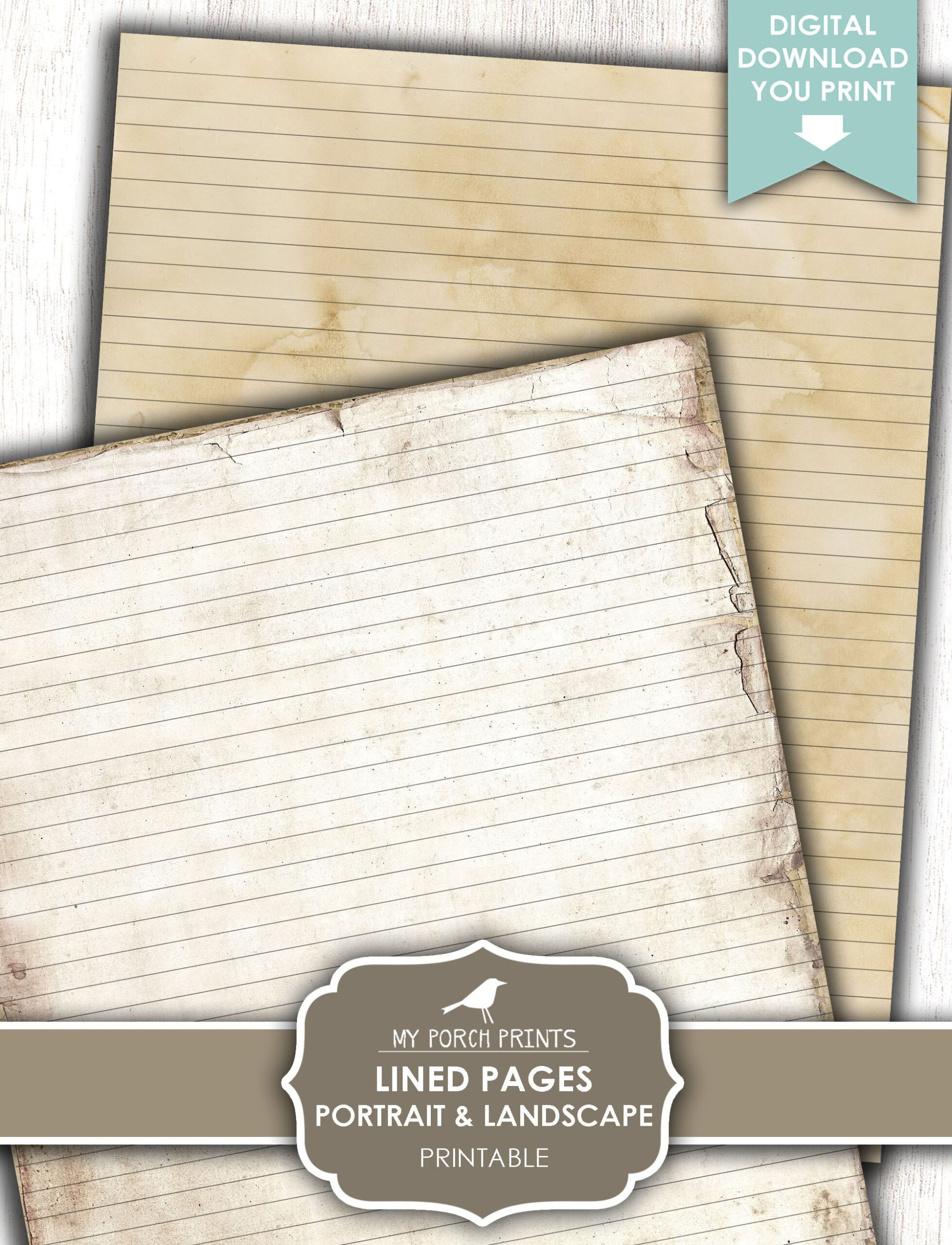 Lined Pages Vertical And Horizontal Papers, Ruled Landscape within Printed Landscape Lined Paper