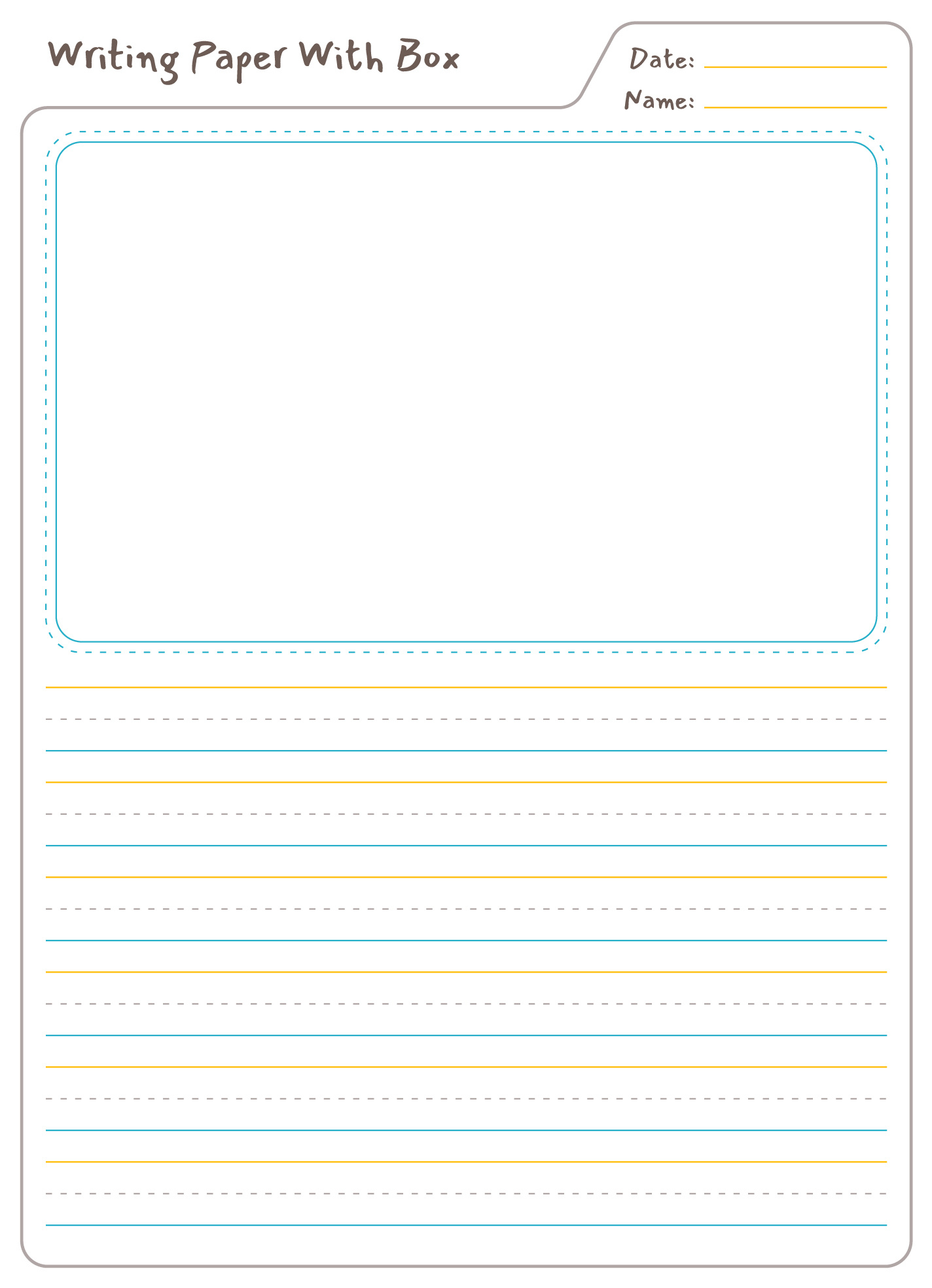 Lined Paper With Picture Box Free Google Docs Template - Gdoc.io inside Printable Writing Paper With Lines And Picture Box