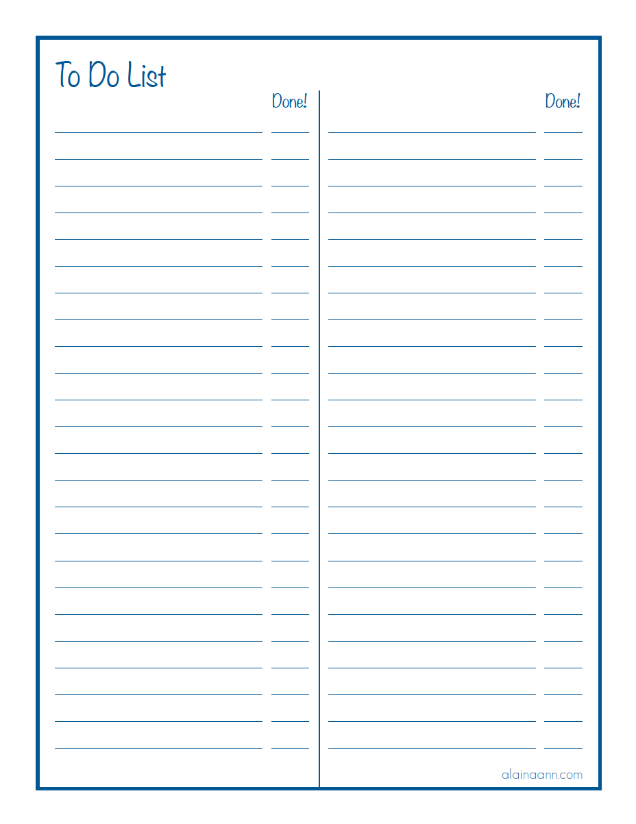 Lined Two Column To Do List Printable — Alaina Ann inside Printable Two Column Lined Paper