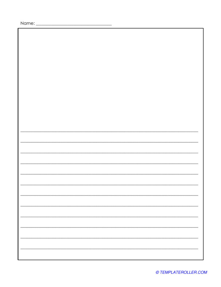 Printable Primary Lined Paper with Picture Box