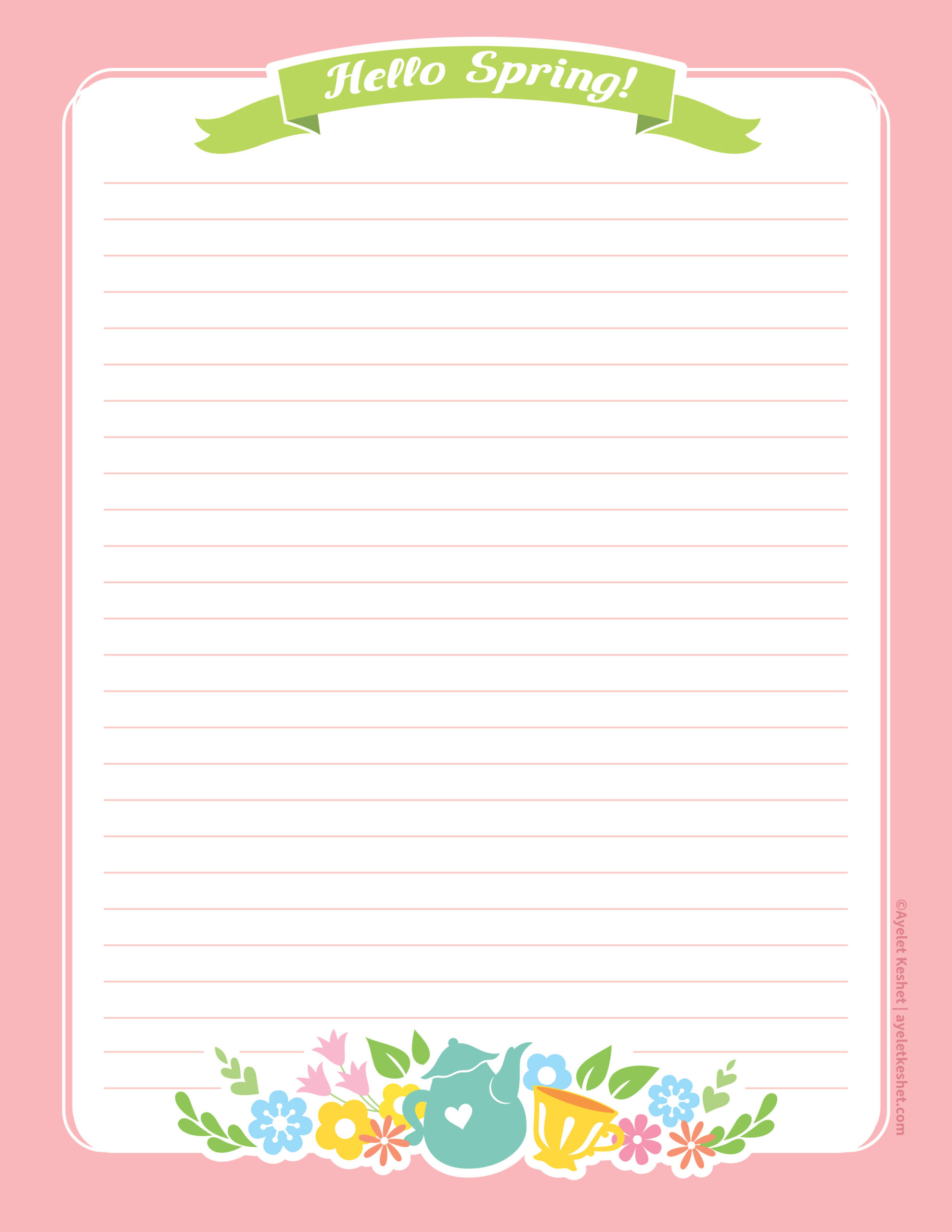 Lovely Free Printable Stationery Paper For Spring - Ayelet Keshet pertaining to Printable Spring Lined Paper